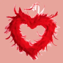 Coeur En Plume Rouge Ajour 22 Cm