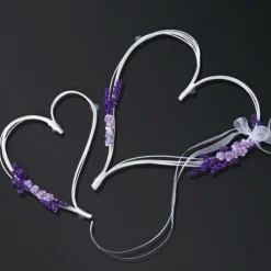 Coeur En Rotin Avec Fleur Parme Pour D Coration De Voiture De Mariage X 2 Pi Ces