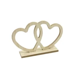 Coeurs Enlac S En Bois Naturel Sur Socle