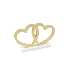 Coeurs Enlac S En Bois Or Sur Socle