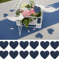 Confettis Coeur Jean Bleu Marine X 12 Pi Ces