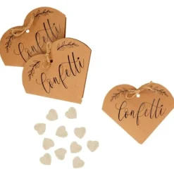 Confettis De Table Coeur Kraft Naturel