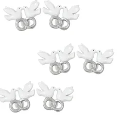 Confettis De Table Colombe Avec Alliance Argent X 6 Pi Ces