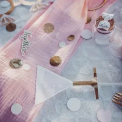 Confettis De Table Girly Rose Et Blanc