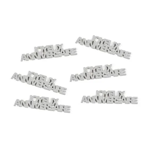 Confettis De Table Joyeux Anniversaire Argent X 6 Pi Ces