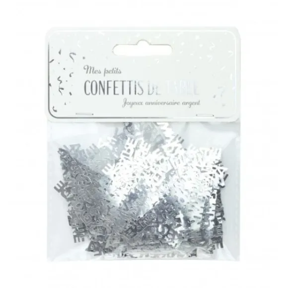Confettis De Table Joyeux Anniversaire Argent