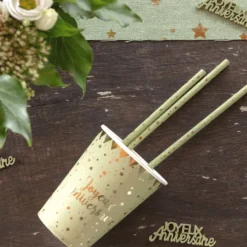 Confettis Joyeux Anniversaire Vert Sauge X10 Pi Ces