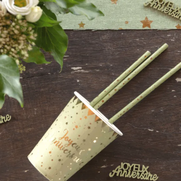 Confettis Joyeux Anniversaire Vert Sauge X10 Pi Ces