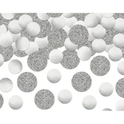 Confettis Mariage Rond Paillet Argent Et Blanc
