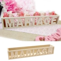 Contenant Dragees En Bois Mot Mariage