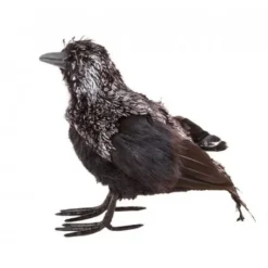 Corbeau Plumes Noir Argent 25 X 11 X 19 Cm