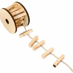 Cordelette Avec 24 Pinces En Bois Naturel