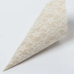 Cornet A Dragees En Jute Dentelle X 5 Pi Ces