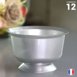 Coupe Dessert Plastique R Utilisable Argent X 12 Pi Ces