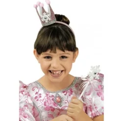 Couronne Princesse Des Neiges Rose Avec Baguette