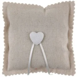 Coussin D'Alliance En Coton Avec Coeur Naturel