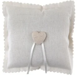 Coussin D'Alliance En Coton Avec Coeur Blanc