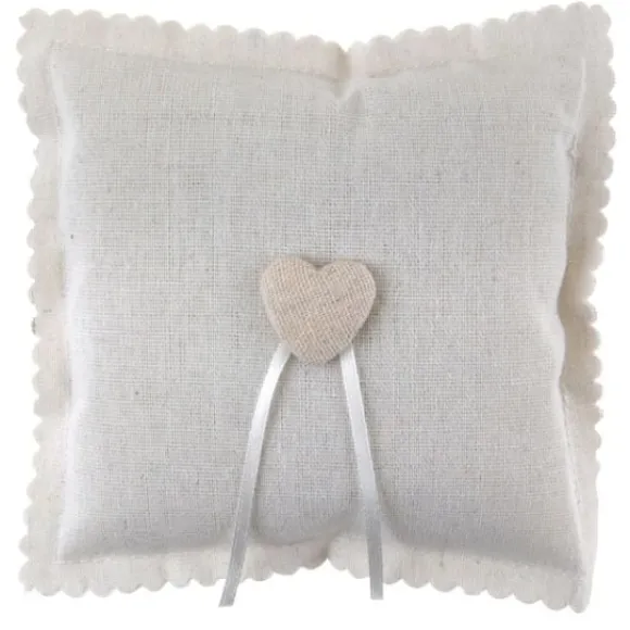 Coussin D'Alliance En Coton Avec Coeur Blanc