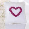Coussin Porte Alliance En Tissu Satin Avec Coeur Fuchsia