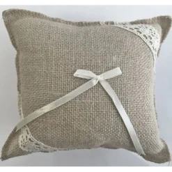 Coussin Porte Alliance En Jute Dentelle