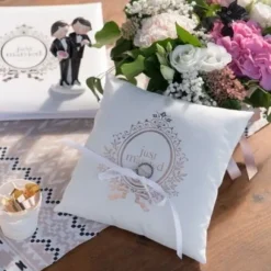 Coussin Porte Alliance Just Married Rose Gold