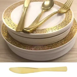 Couteau Or Plastique Inox X 30 Pi Ces