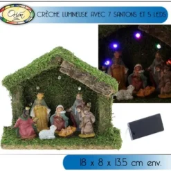 Cr Che De Noel Lumineuse Avec 7 Santons Et 5 Led