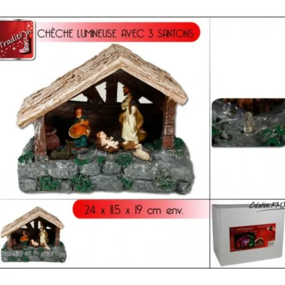 Cr Che Lumineuse + 3 Santons