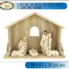 Creche De Noel En Bois Avec 5 Santons R Sine