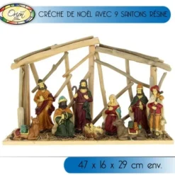 Creche De Noel En Bois Avec 9 Santons R Sine