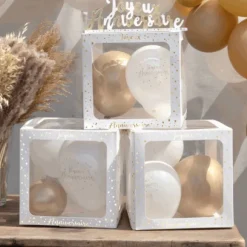 Cube Ballons Joyeux Anniversaire 30 Cm X 30 Cm