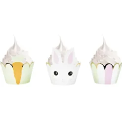 Cupcake Wrappers Lapinou Gris Pastel X6Pcs