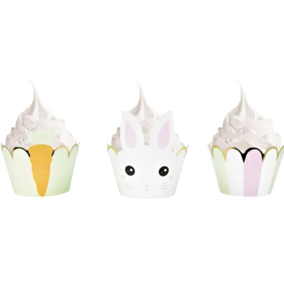 Cupcake Wrappers Lapinou Gris Pastel X6Pcs