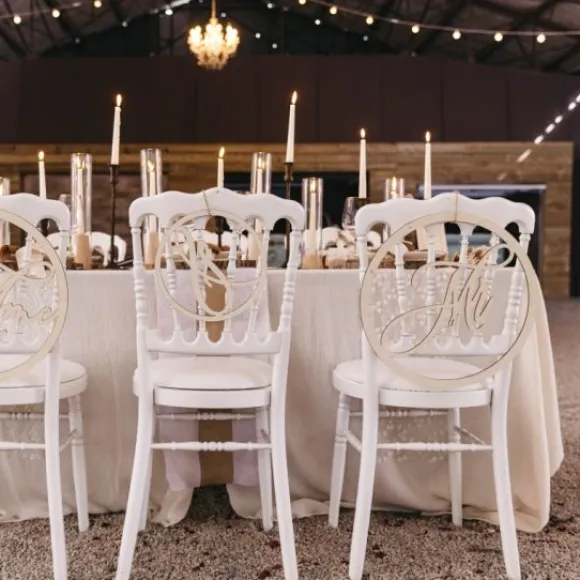 D Coration Couronne De Chaise Mariage Mr & Mme En Bois 40 Cm