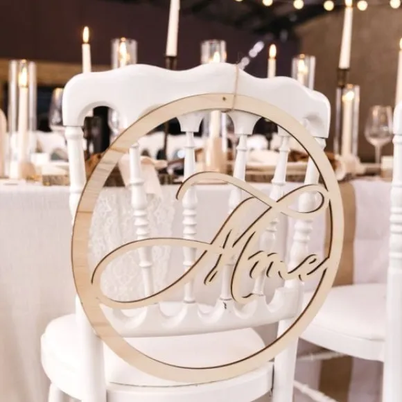 D Coration Couronne De Chaise Mariage Mr & Mme En Bois 40 Cm