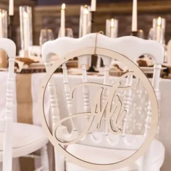 D Coration Couronne De Chaise Mariage Mr & Mme En Bois 40 Cm