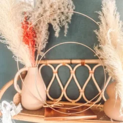 Deco Double Cercle Sur Socle M Tal Rose Gold