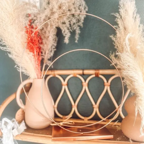 Deco Double Cercle Sur Socle M Tal Rose Gold