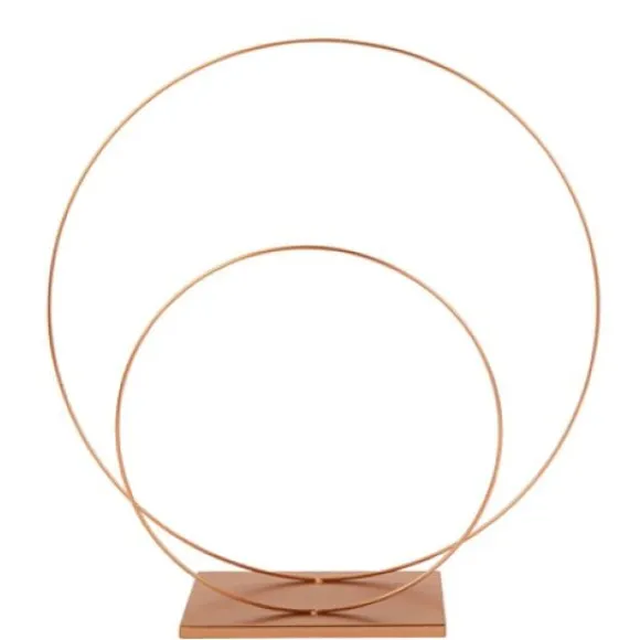 Deco Double Cercle Sur Socle M Tal Rose Gold
