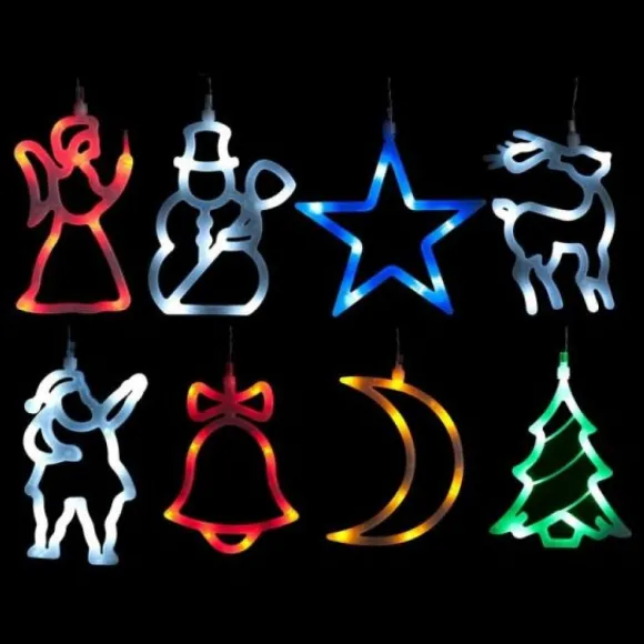 Decoration De Noel Lumineuse Silhouette Pour Fenetre 8 Led