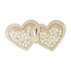 Double Cadre Coeur Livre D'Or En Bois Avec 60 Coeurs
