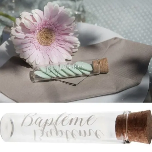 Eprouvette A Dragees Bapt Me En Verre 10Cm