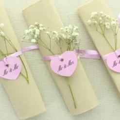 Etiquette Coeur Rose X12 Pi Ces