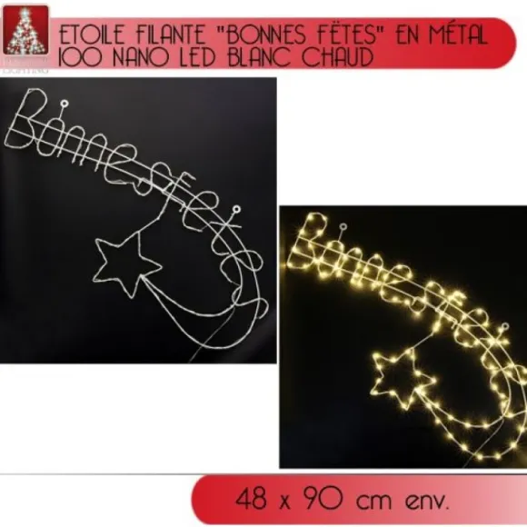 Etoile Filante Lumineuse Bonnes Fetes 100 Led Nano Blanc Chaud
