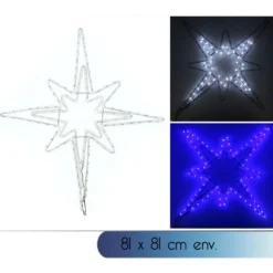 Etoile Lumineuse Polaire De Noel Blanc Et Bleu 81Cm