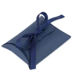 Etui A Dragees Bleu Marine Avec Ruban Satin Bleu Marine X 10