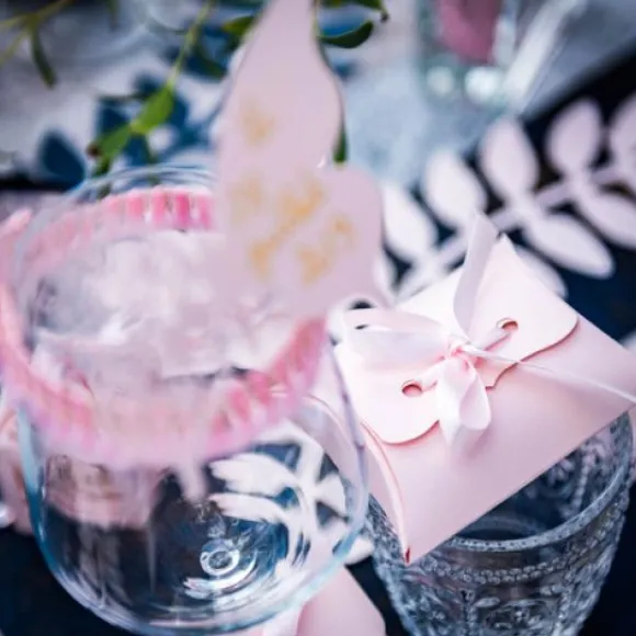 Etui A Dragees Rose Avec Ruban Satin Rose X 10