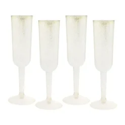 Fl Te Champagne Plastique Paillet Or X 4