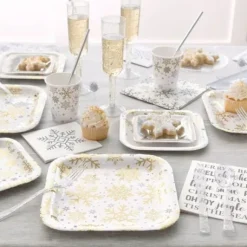 Fl Te Champagne Plastique Paillet Argent X 4