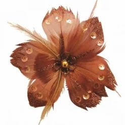 Fleurs Plumes Avec Paillettes Sur Pince X 4 Pi Ces